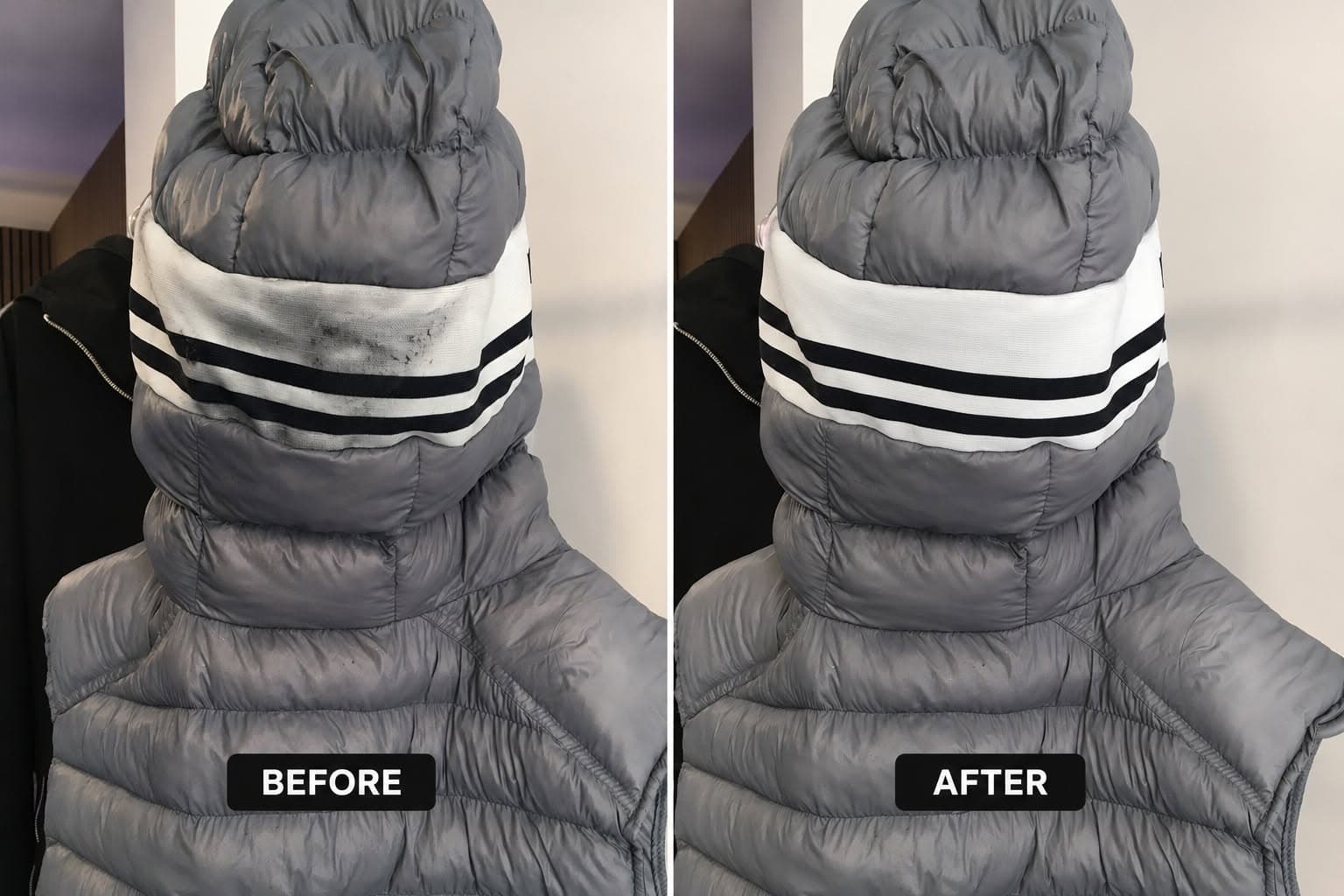 Jacket before and after specialist cleaning