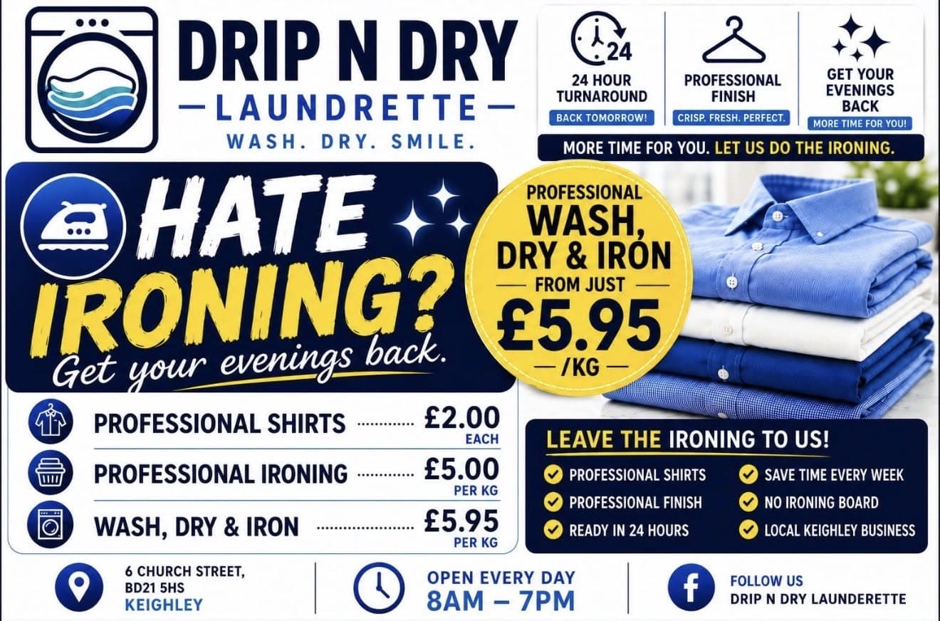 Drip N Dry Laundrette interior in Keighley